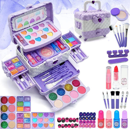Kinder-Make-up-Set Mädchen Geschenkset Schminkset Spielzeug 4-12Jahre