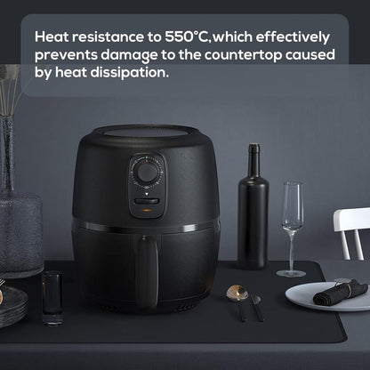 Hitzebeständige Silikonmatte für Luftfritteuse, rutschfest und wasserdicht, Schwarz