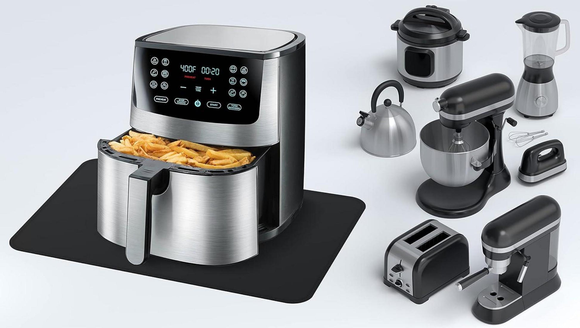 Hitzebeständige Silikonmatte für Luftfritteuse 40x60 cm Schwarz