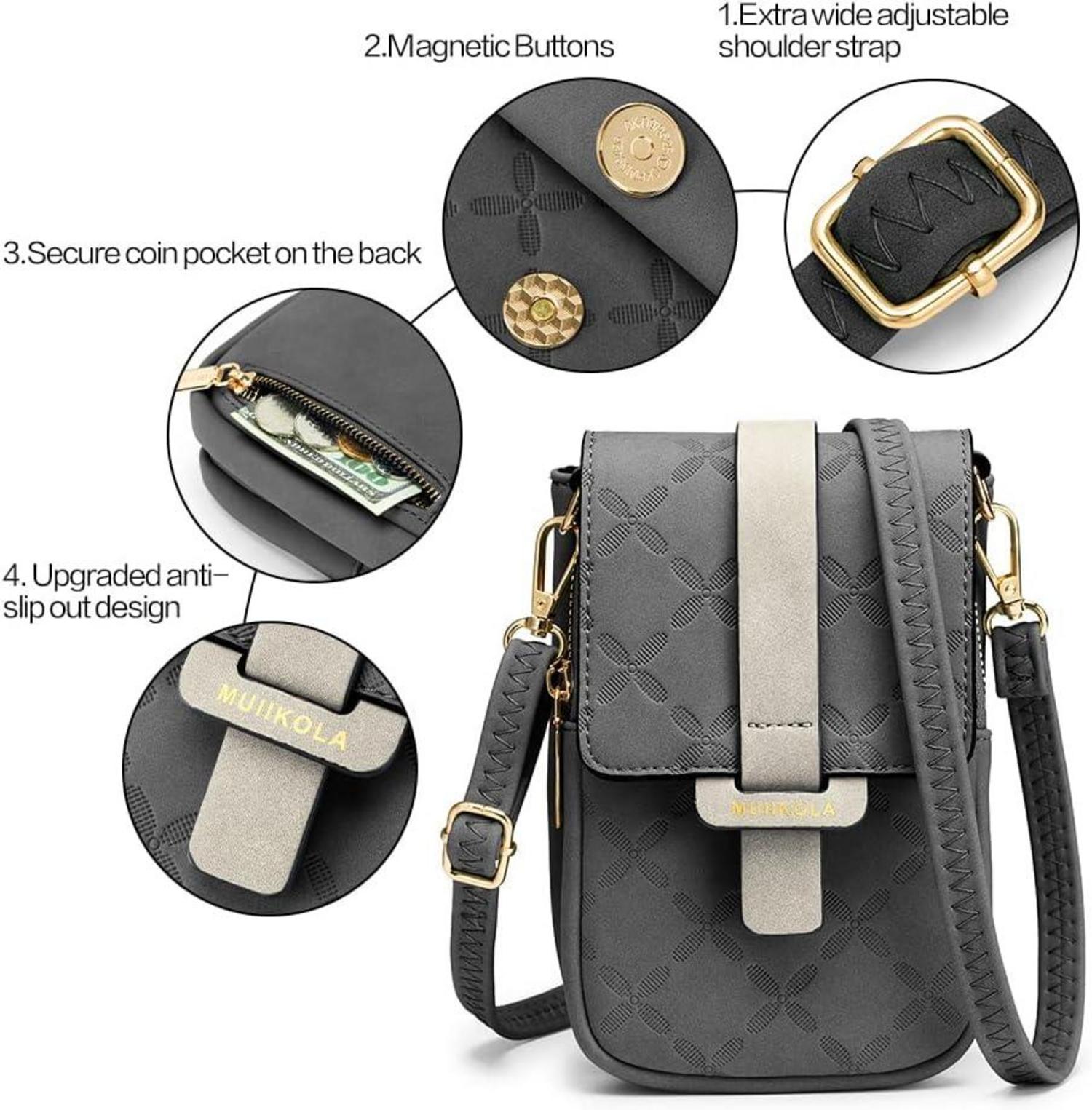 Handytasche RFID-Blockierung Damen Leder Geldbörse dunkelgrau