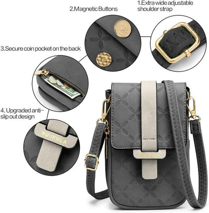 Handytasche RFID-Blockierung Damen Leder Geldbörse dunkelgrau