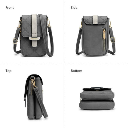 Handytasche Damen Leder RFID Umhängetasche Große Kapazität
