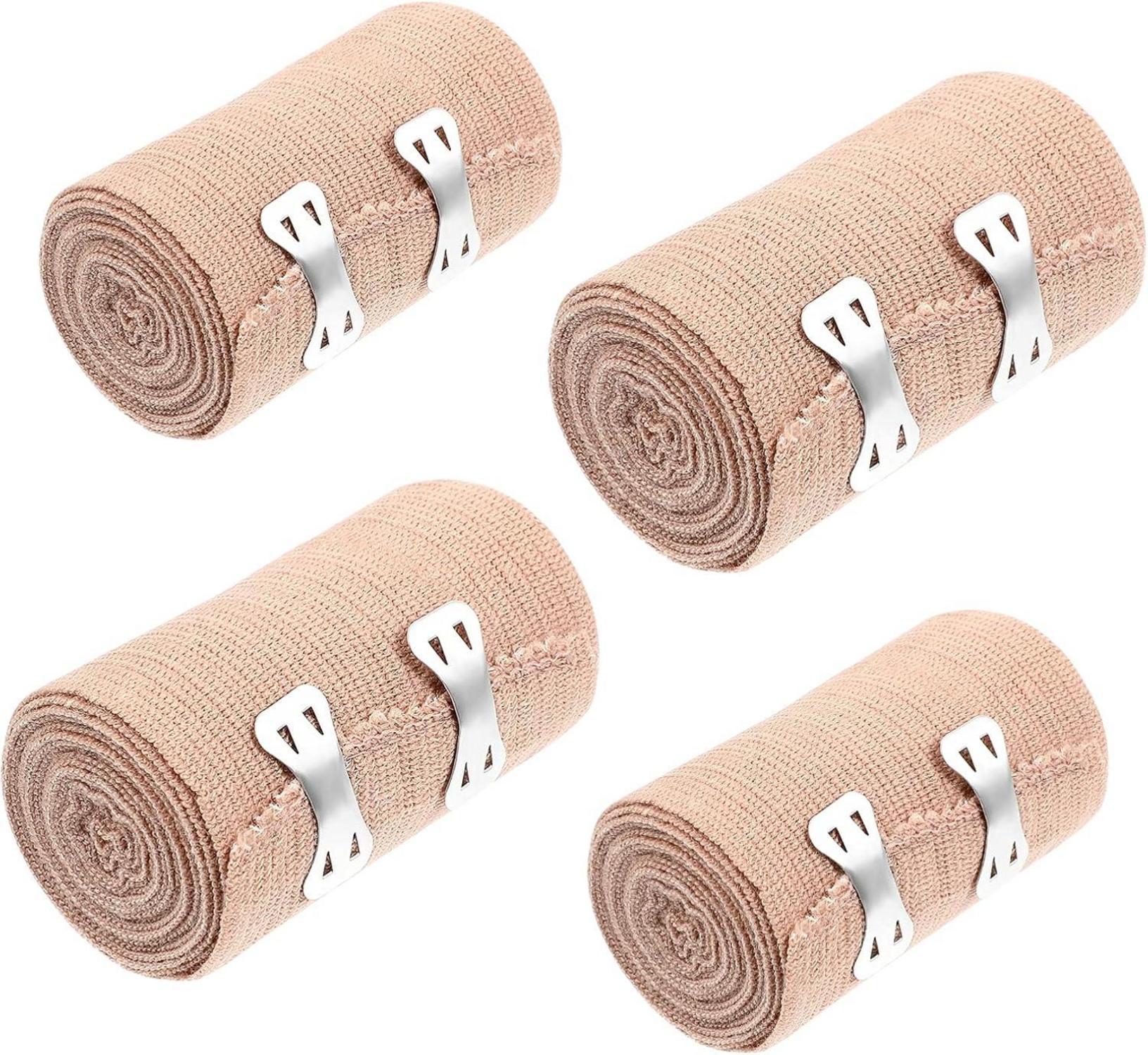 Elastische Bandage Wrap Packung 4 + 8 Zusätzlichen Clips 2 Zoll & 3
