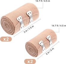 Elastische Bandage Wrap Set 4 Stück 8 Clips - Knie Knöchel