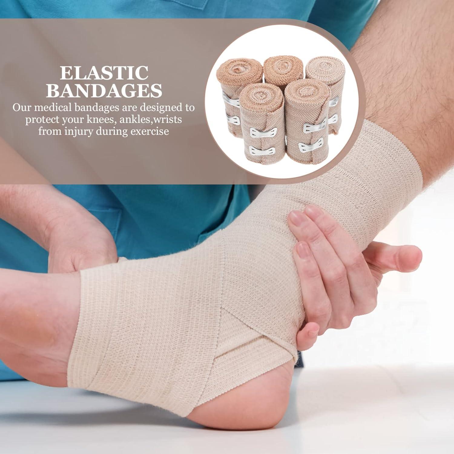 Healifty Elastische Bandagenpackung +10 Clips 3-Zoll-Rollenkompressionsbandage