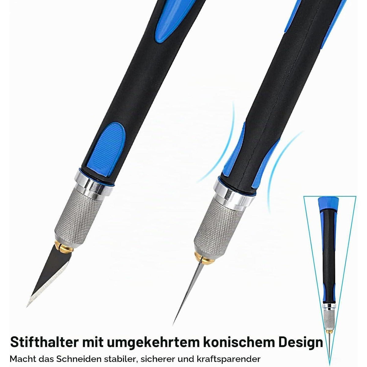 Bastelmesser Skalpell Set mit 10 Ersatzklingen & Softgriff