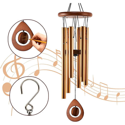 Goldenes Windspiel für Draußen 81cm Metall Tiefe Töne Dekor