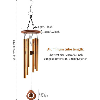 Goldenes Windspiel für Draußen 81cm Metall Tiefe Töne Dekor