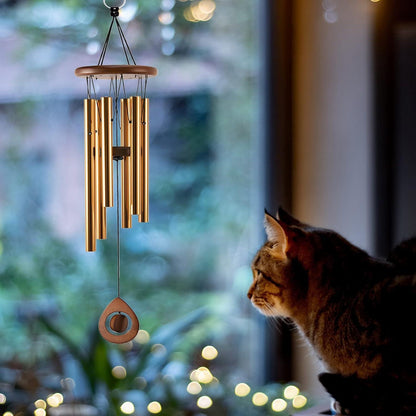 Goldenes Windspiel für Draußen 81cm Metall Tiefe Töne Dekor