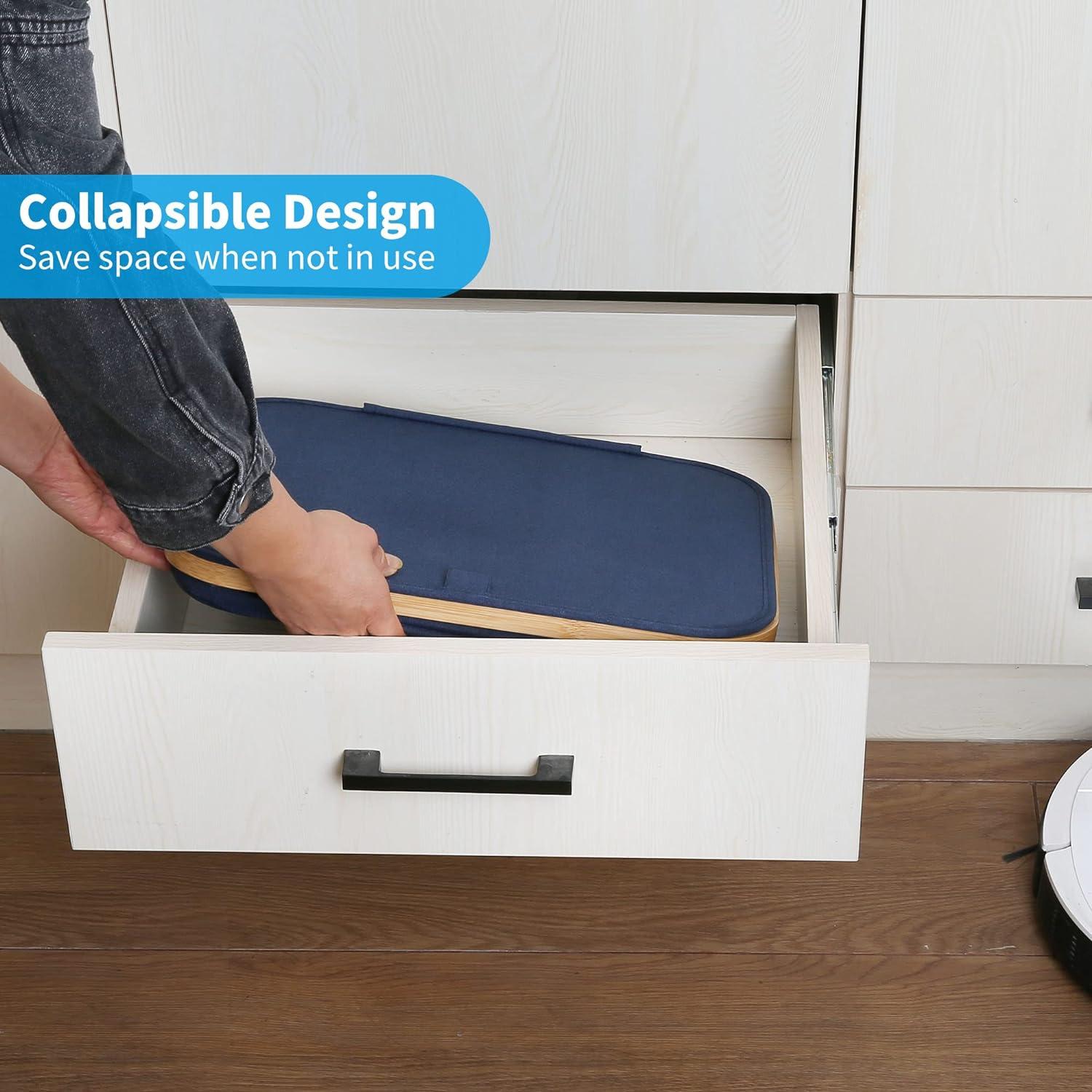 Wäschekorb Bambus 100L mit Deckel Henkel Tasche faltbar Blau