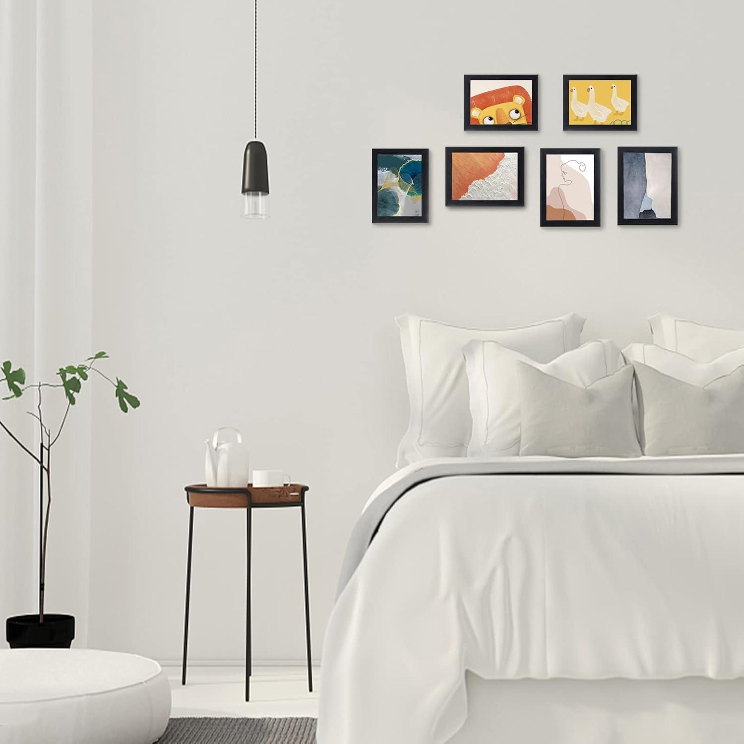 EXYGLO 7er Set Bilderrahmen 15x20cm Schwarz Galerie Collage Feng Shui