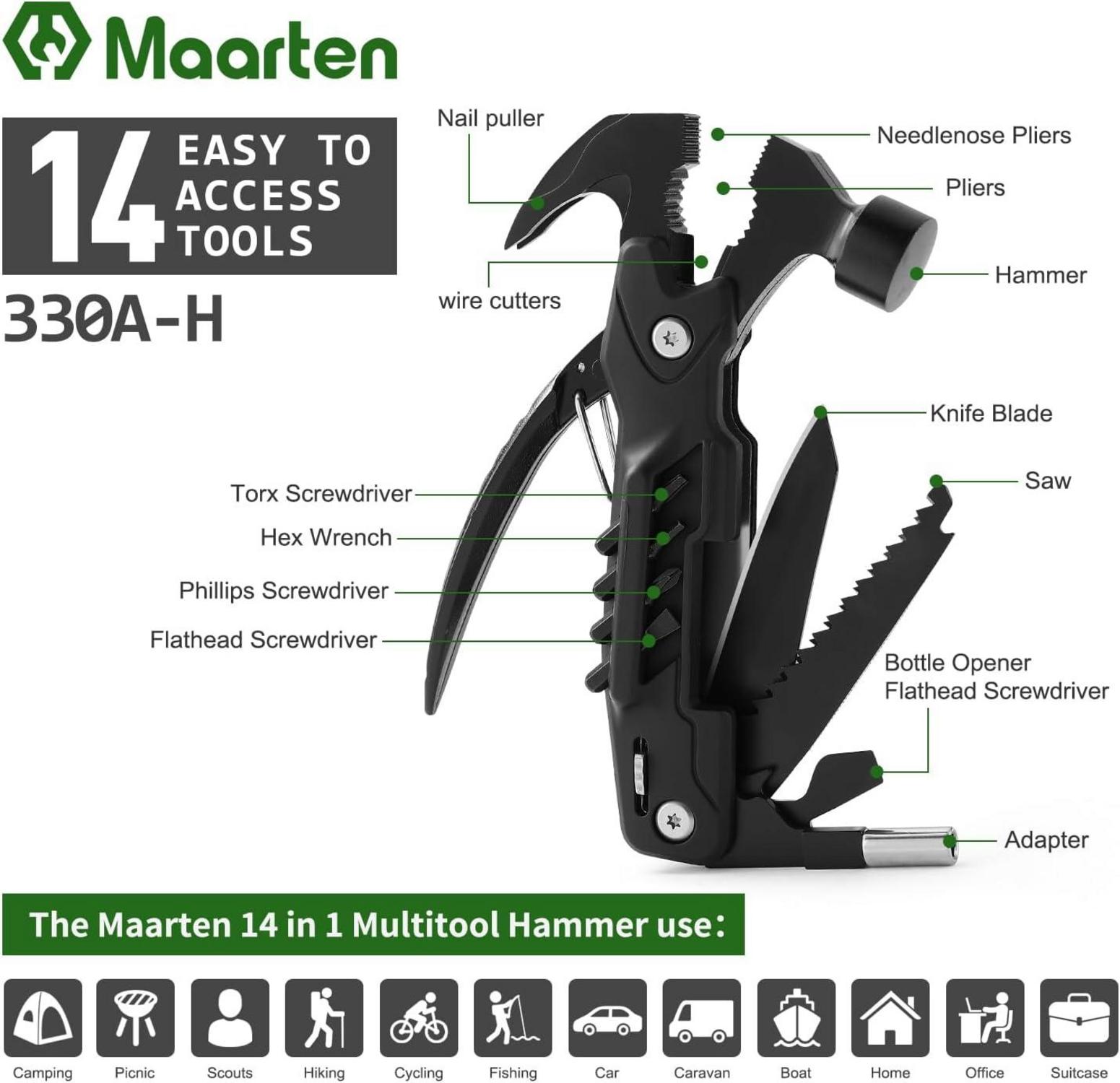 Multitool Camping Zubehör Maarten 14 in 1 Geschenke Männer Gadgets Vatertagsgeschenk