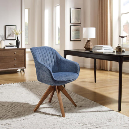 Drehstuhl Esszimmer Blau Leinen Polsterstuhl mit Armlehnen