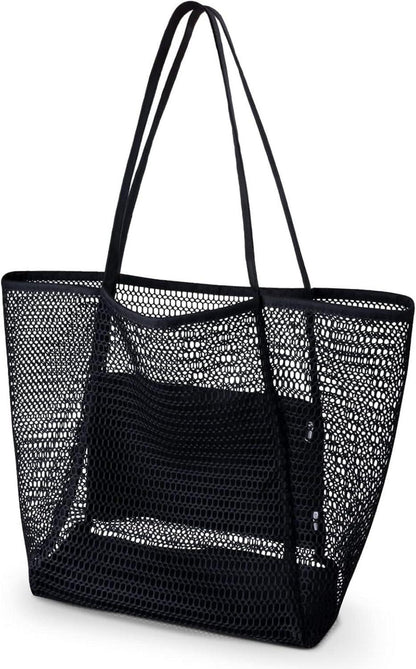 Große Strandtasche Damen XL Netz Reißverschluss Innentasche Mesh