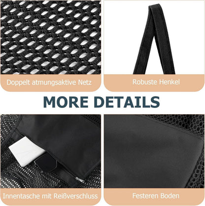 Große Strandtasche Damen XL Netz Reißverschluss Innentasche Mesh