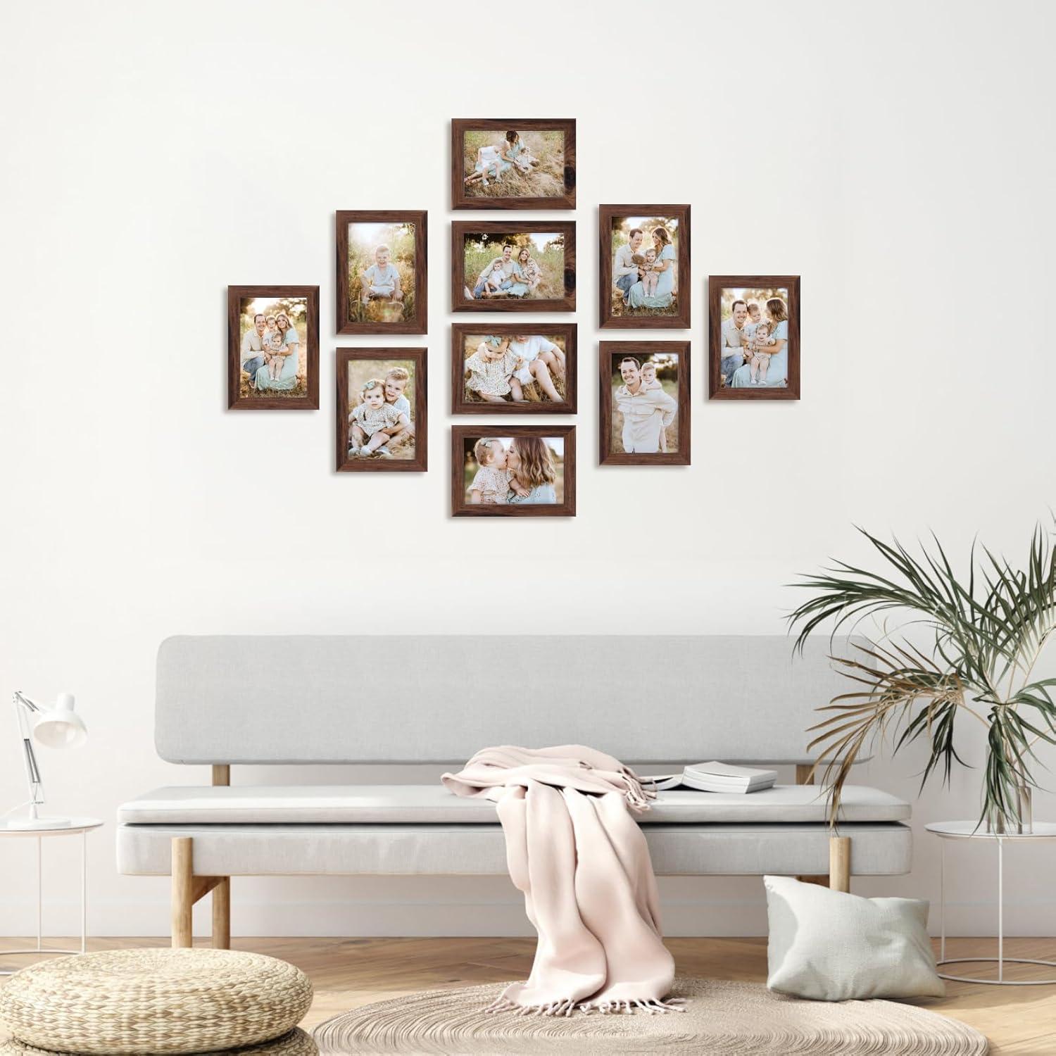 Bilderrahmen Set 7er 10x15cm Braun Fotorahmen Collage 15x10cm Wand Tisch Aufsteller