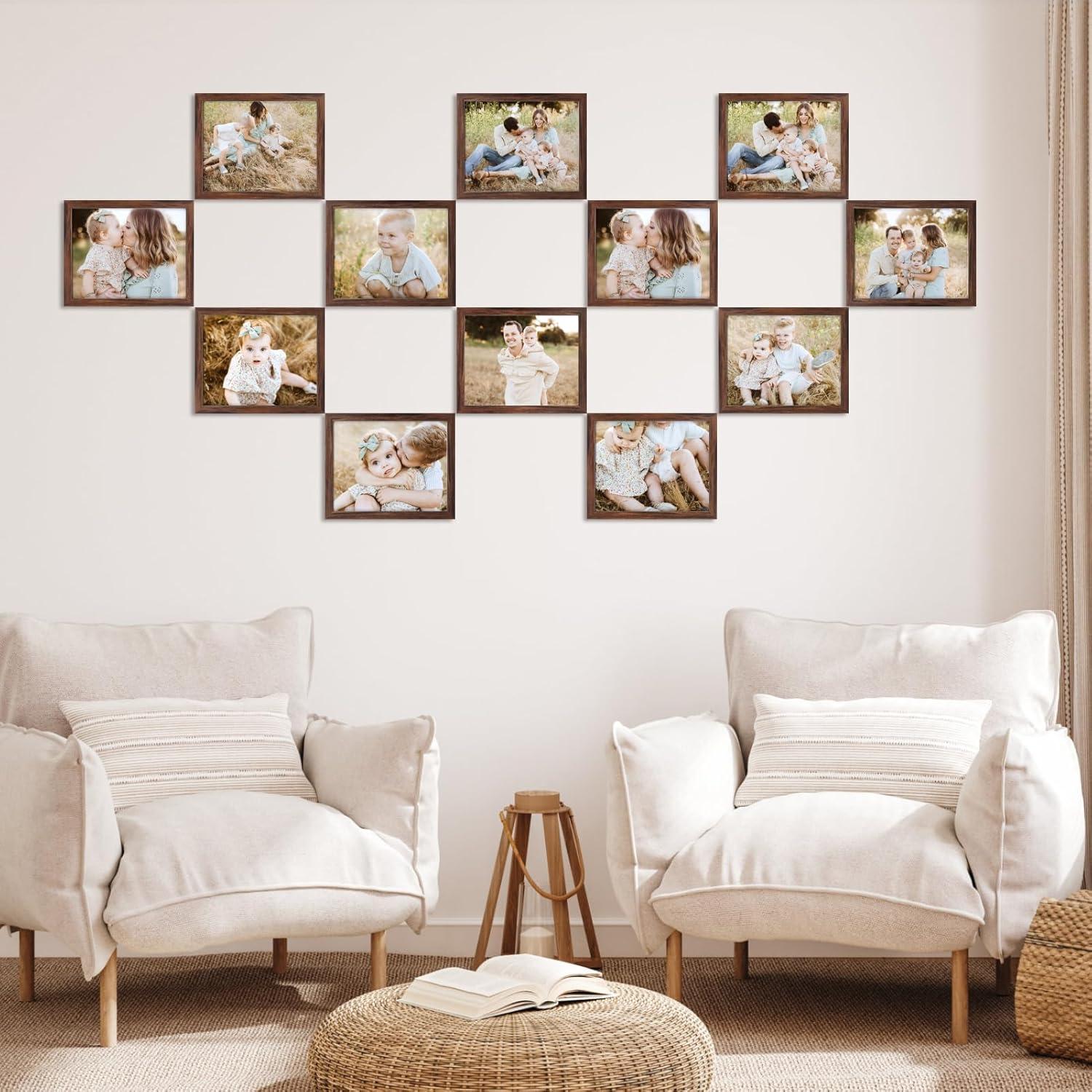 EXYGLO Fotorahmen Collage 7er Set 20x25cm Braun für Wand oder Tisch
