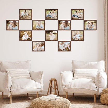 EXYGLO Fotorahmen Collage 7er Set 20x25cm Braun für Wand oder Tisch