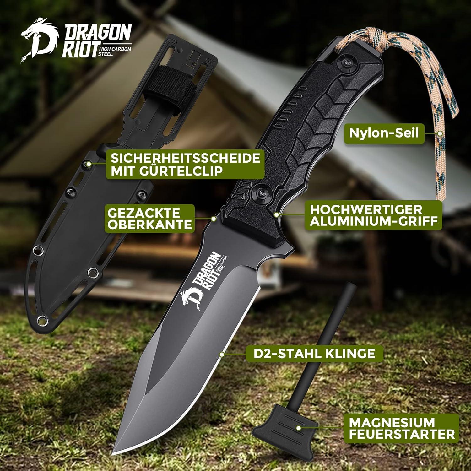 DRAGON RIOT Outdoor Messer Survival Full Tang Klinge G10