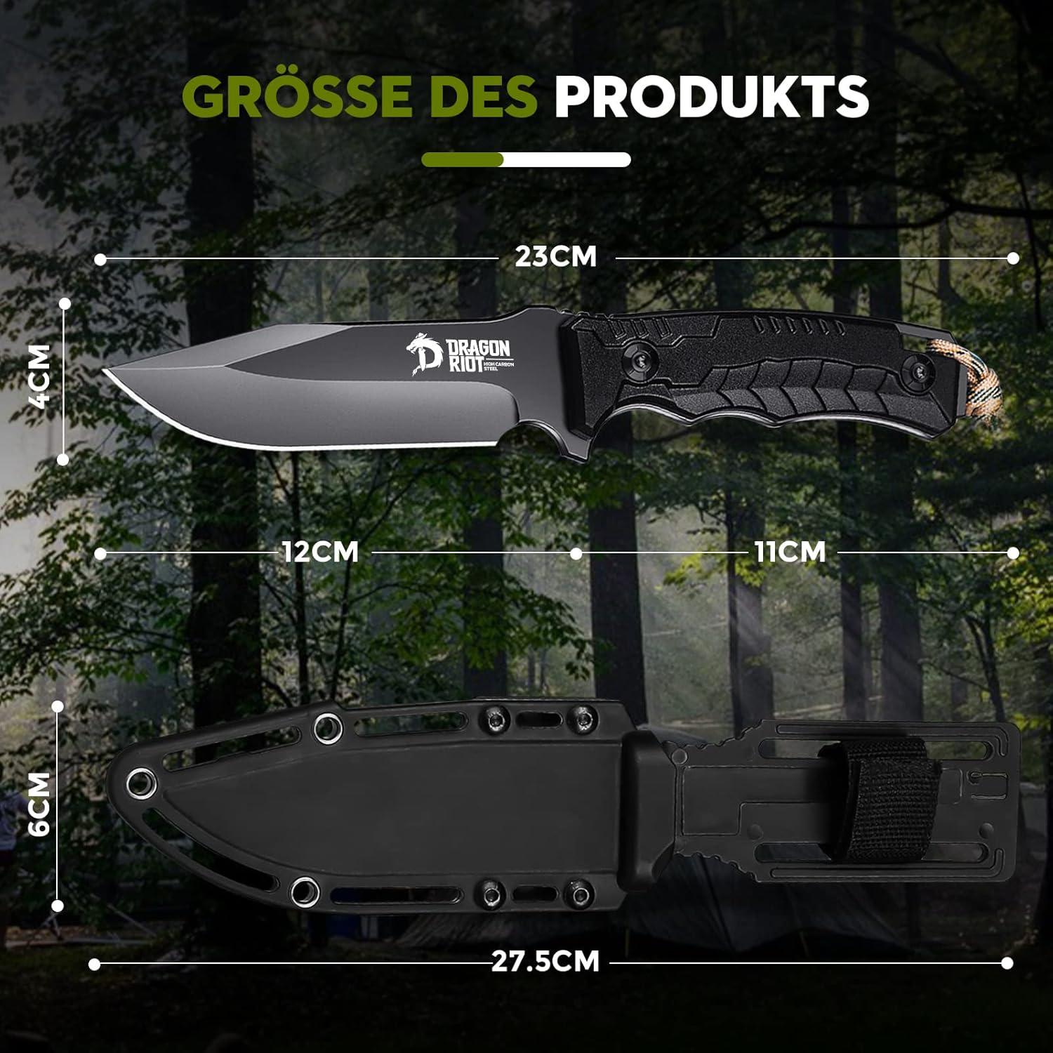 Outdoor Survival Messer Full Tang Klinge G10 Griff Scheide 12cm