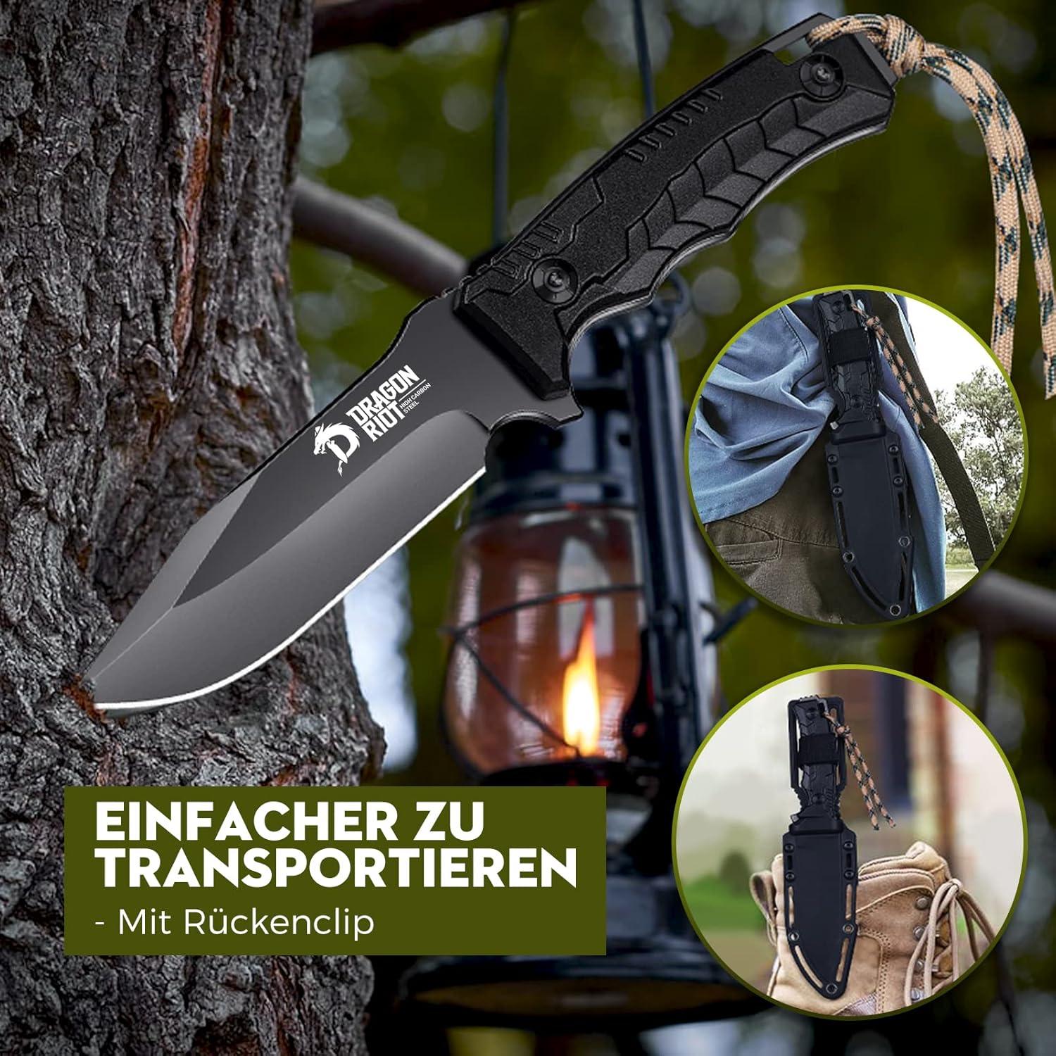 Outdoor Messer DRAGON RIOT Survival Bushcraft Full Tang Klinge G10