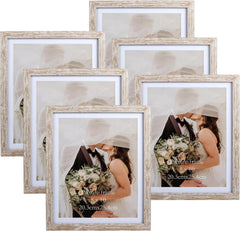 Bilderrahmen Natur 20x25 cm mit Passepartouts Set 6er Rustikale Rahmen