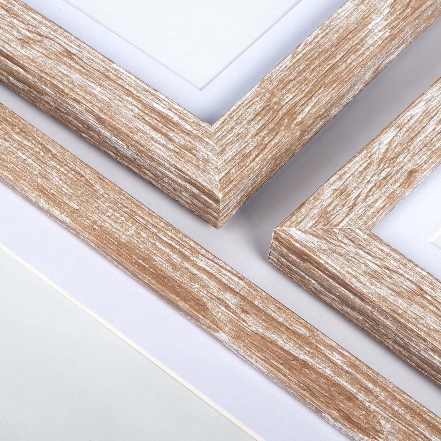 6er-Set Natur Holz Bilderrahmen 20x25cm für Fotos mit Passepartouts