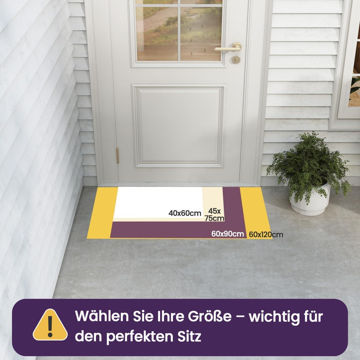 Fußmatte Grau 45x75 cm | Wetterfest, Rutschfest & Schmutzfang