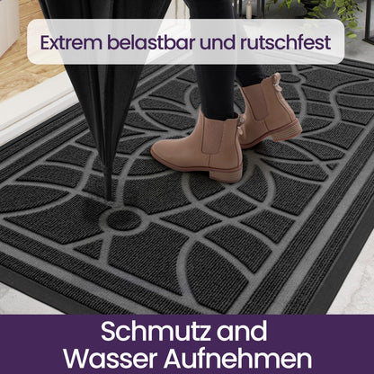 Fußmatte Grau 45x75 cm | Wetterfest, Rutschfest & Schmutzfang