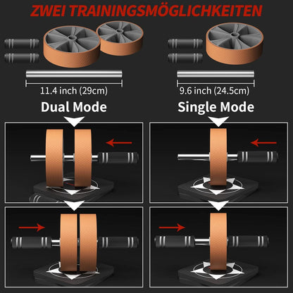 Bauchroller Set für Core Strength Training mit Kniematte