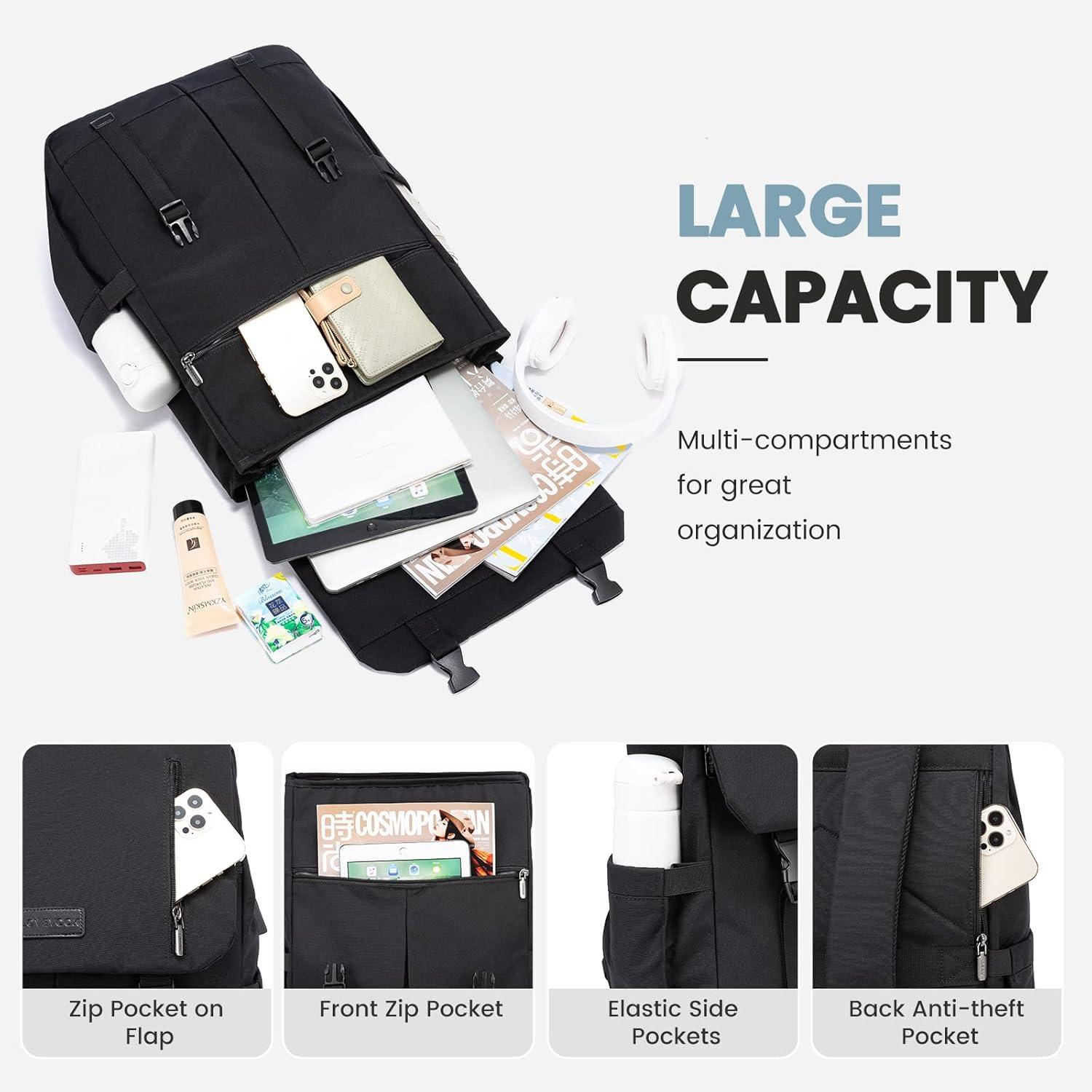 LOVEVOOK Laptop Rucksack Damen Herren Groß 17.3 Zoll Wasserdicht Uni Schule Business Schwarz