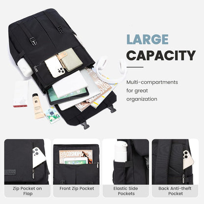 LOVEVOOK Laptop Rucksack Damen Herren Groß 17.3 Zoll Wasserdicht Uni Schule Business Schwarz