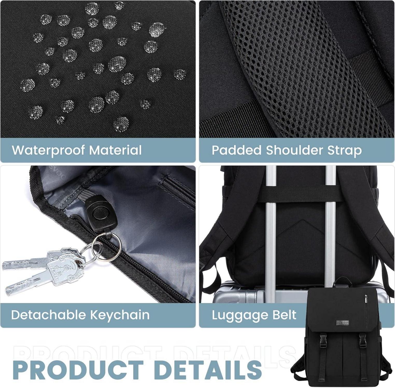 Laptop Rucksack 17.3 Zoll Wasserdicht Schulrucksack Uni Business - Schwarz