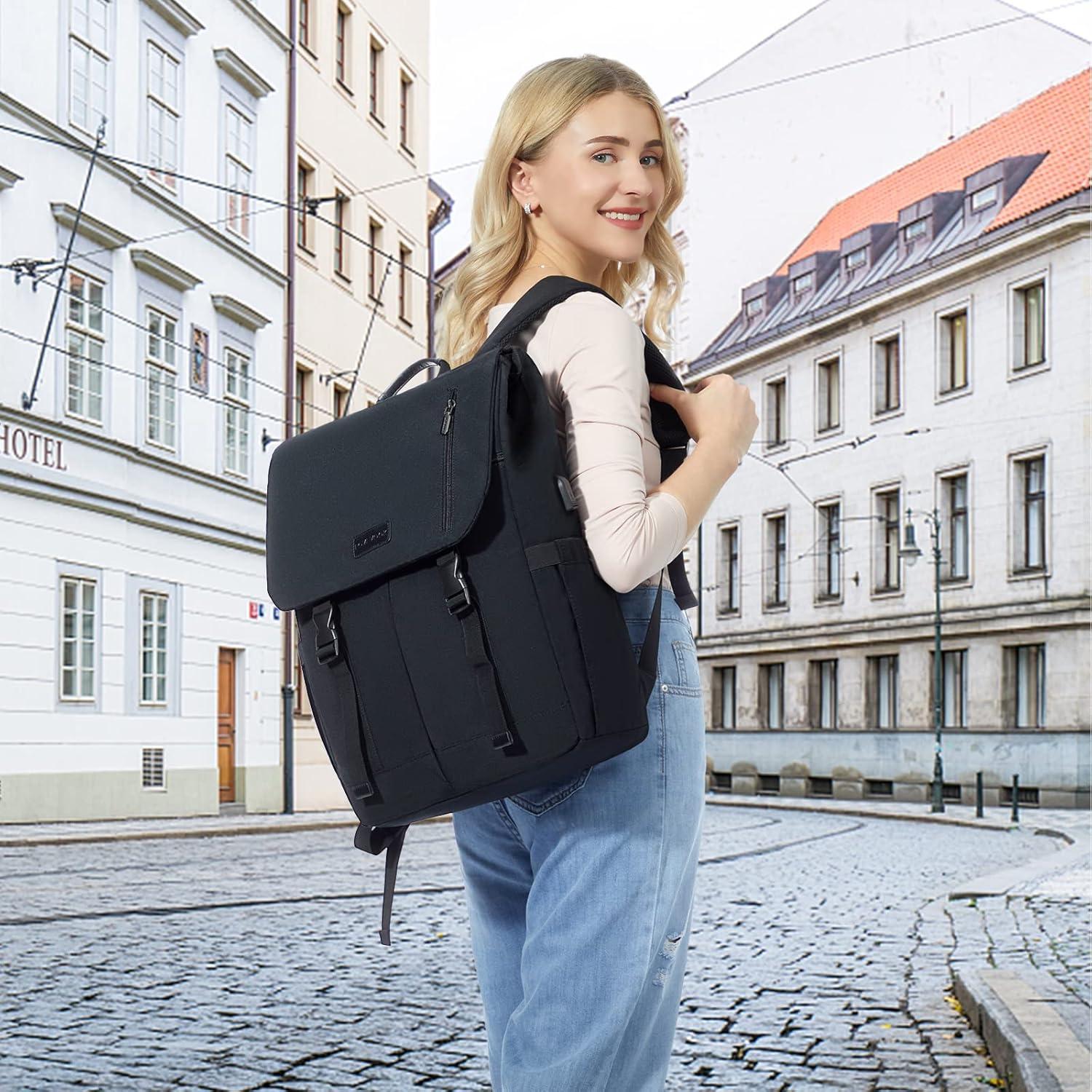 LOVEVOOK Laptop Rucksack Damen Herren Groß 17.3 Zoll Wasserdicht Uni Schule Business Schwarz