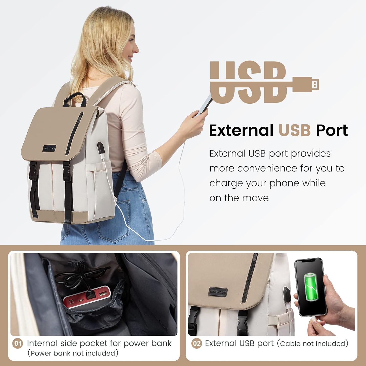 Schulrucksack Mädchen Damen 15.6 Zoll Laptop Rucksack Elegant