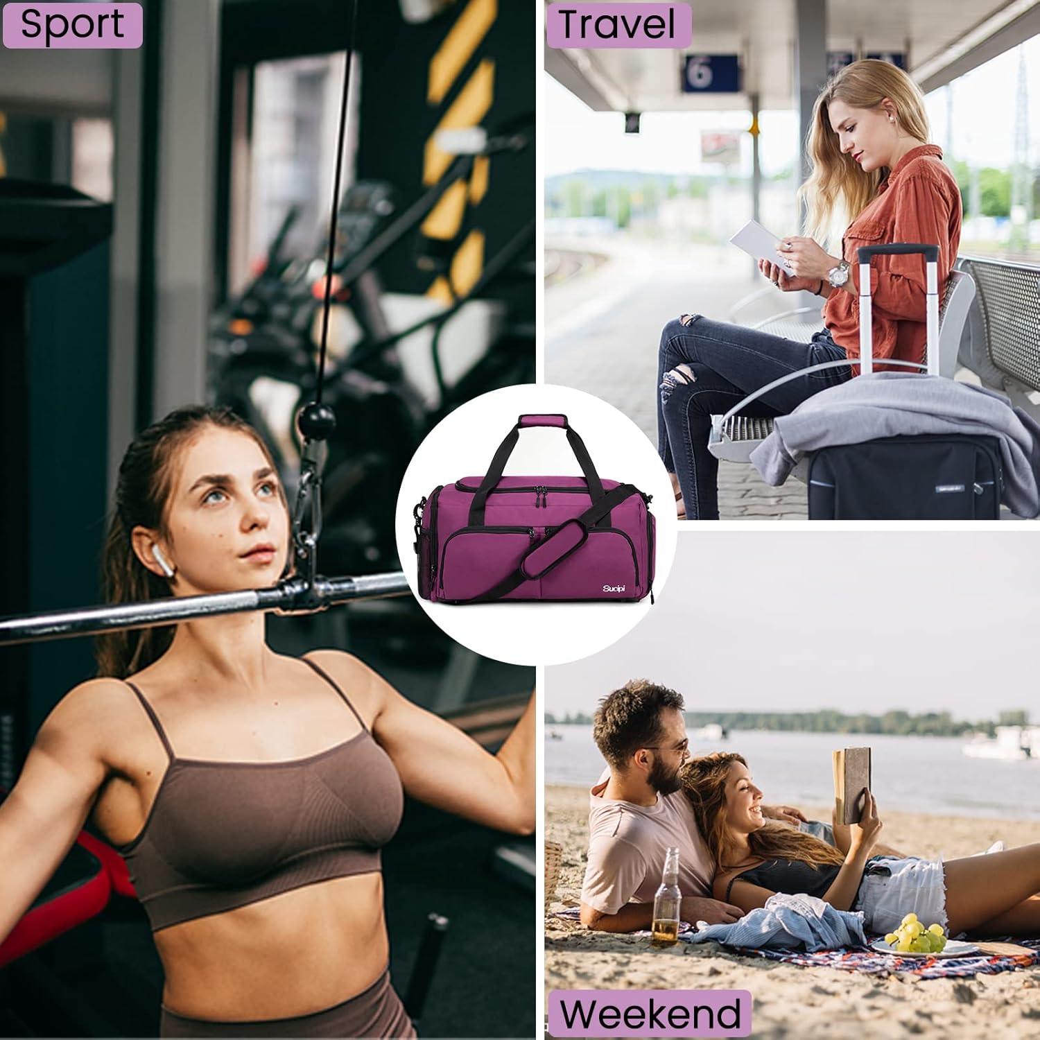 Sporttasche Damen Reisetasche mit Schuhfach Nassfach Weekender Violett