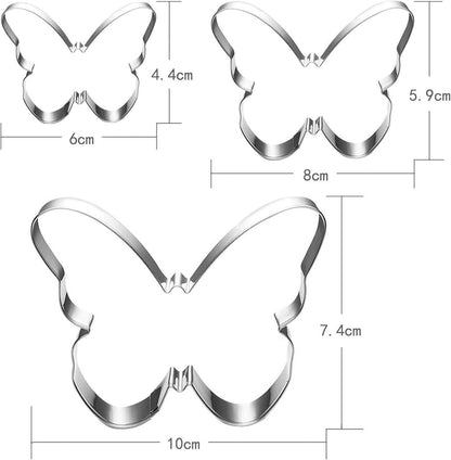 Schmetterling Ausstecher Set 3-teilig - Große Größen - Edelstahl