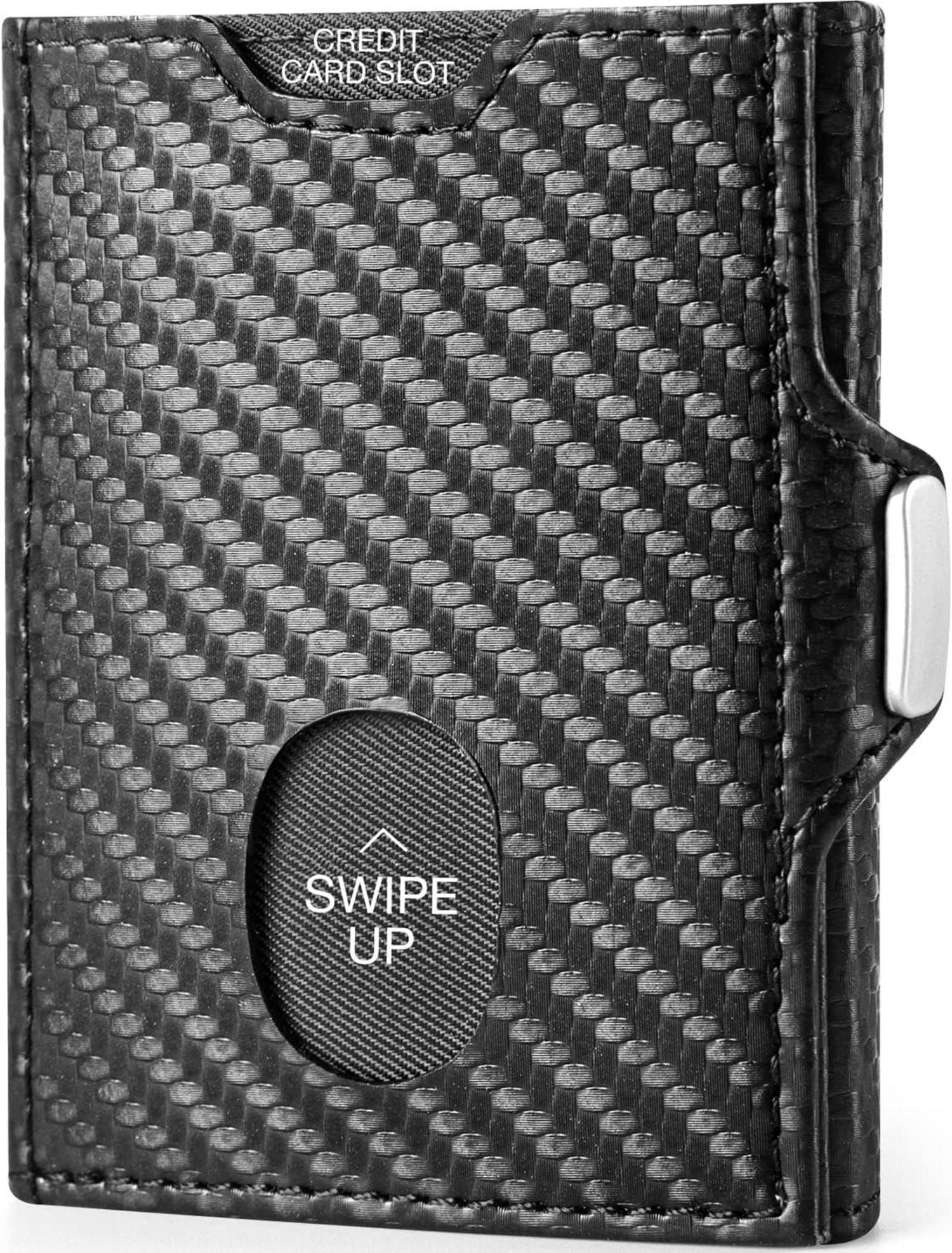 Mini RFID-Schutz Geldbörse mit Münzfach Kartenetui in Schwarz