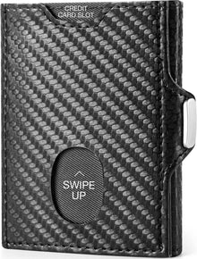 Mini RFID-Schutz Geldbörse mit Münzfach Kartenetui in Schwarz