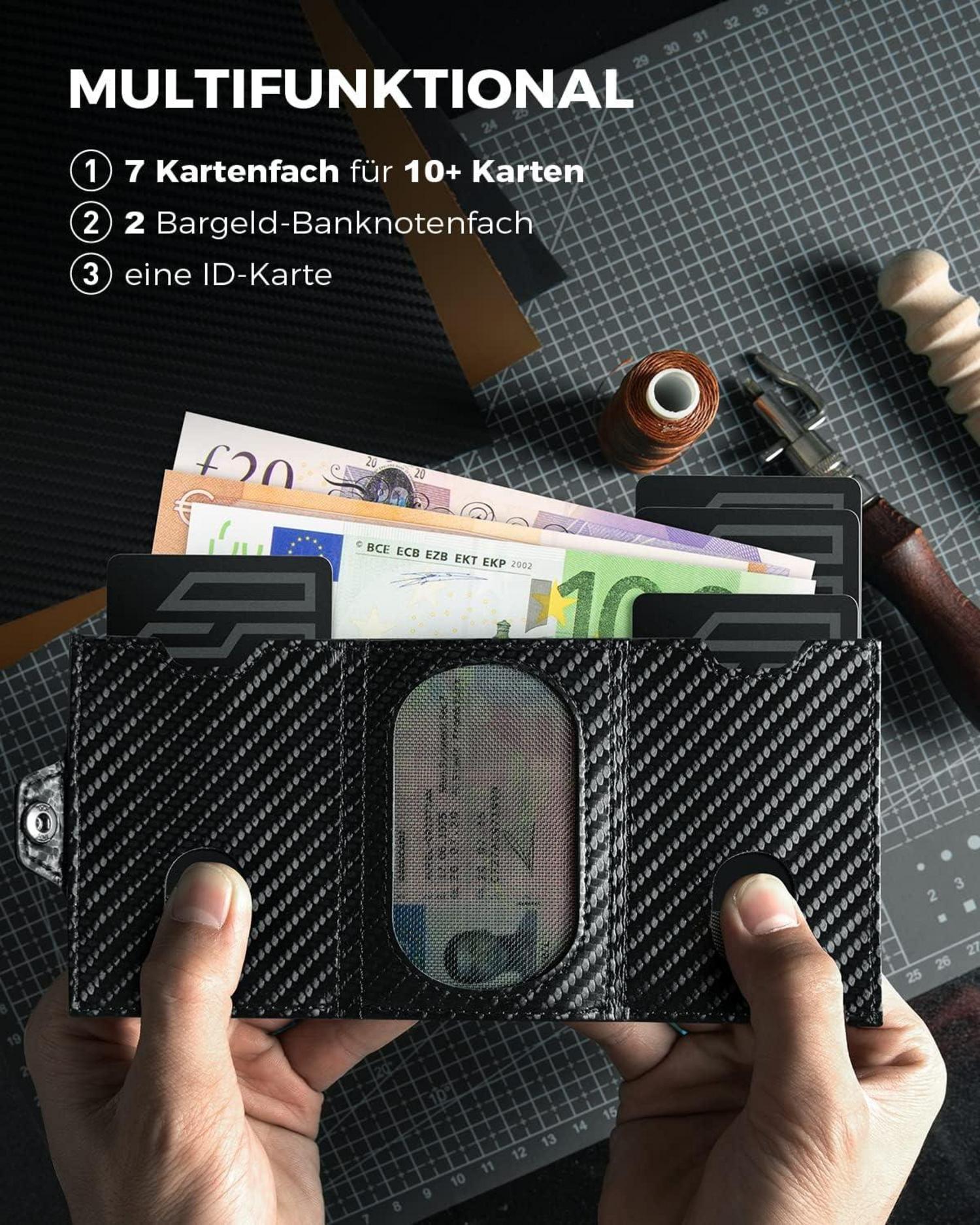 Mini RFID-Schutz Geldbörse mit Münzfach Kartenetui in Schwarz
