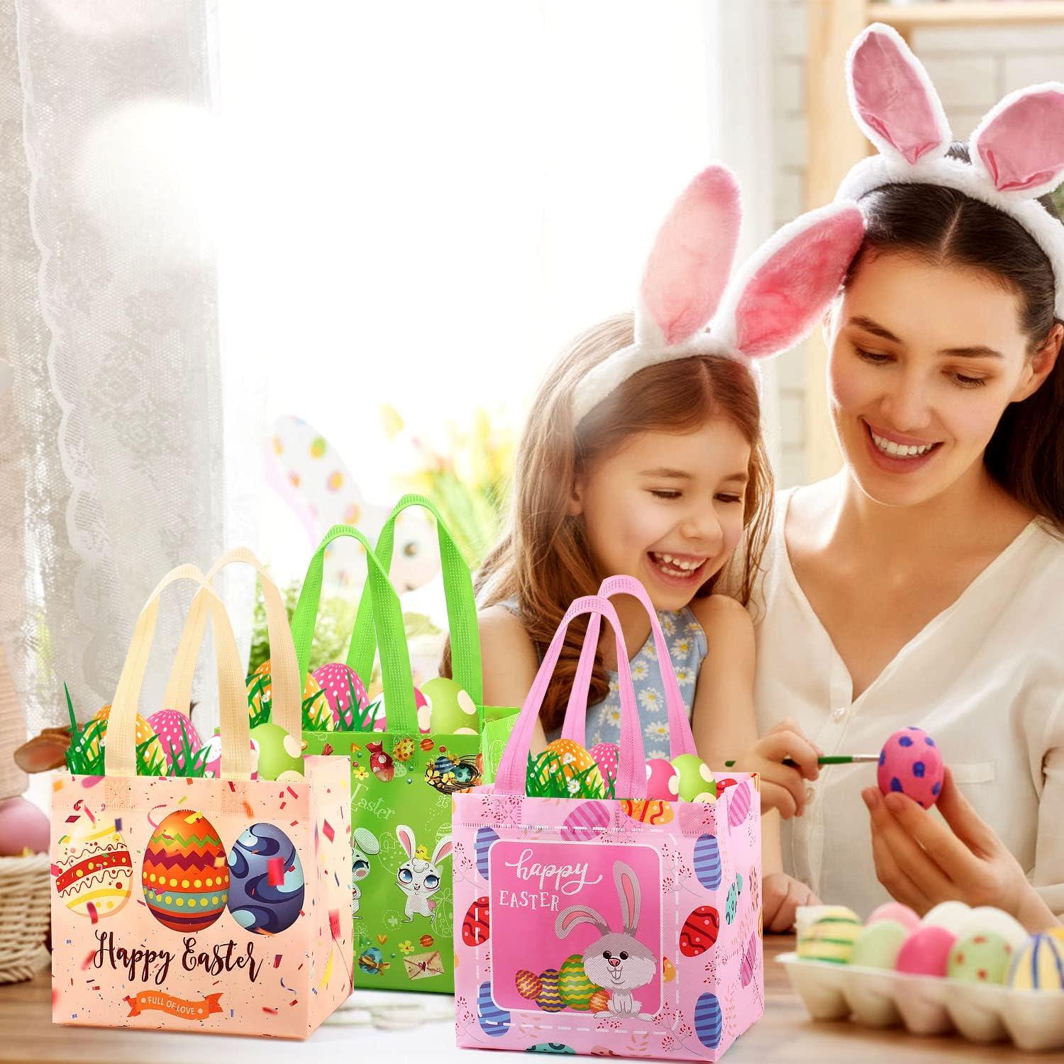 6er Set Ostertüten mit Griff | Ostern Geschenktaschen in 6