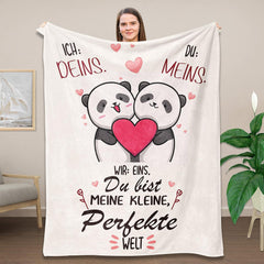 Romantische Panda Kuscheldecke Partner Geschenk Ihn/Sie Belloxis