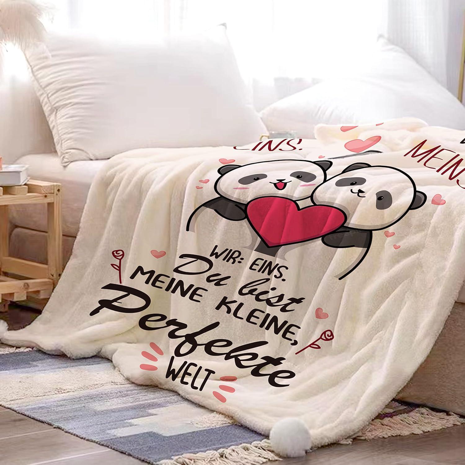 Romantische Panda Kuscheldecke Partner Geschenk Ihn/Sie Belloxis