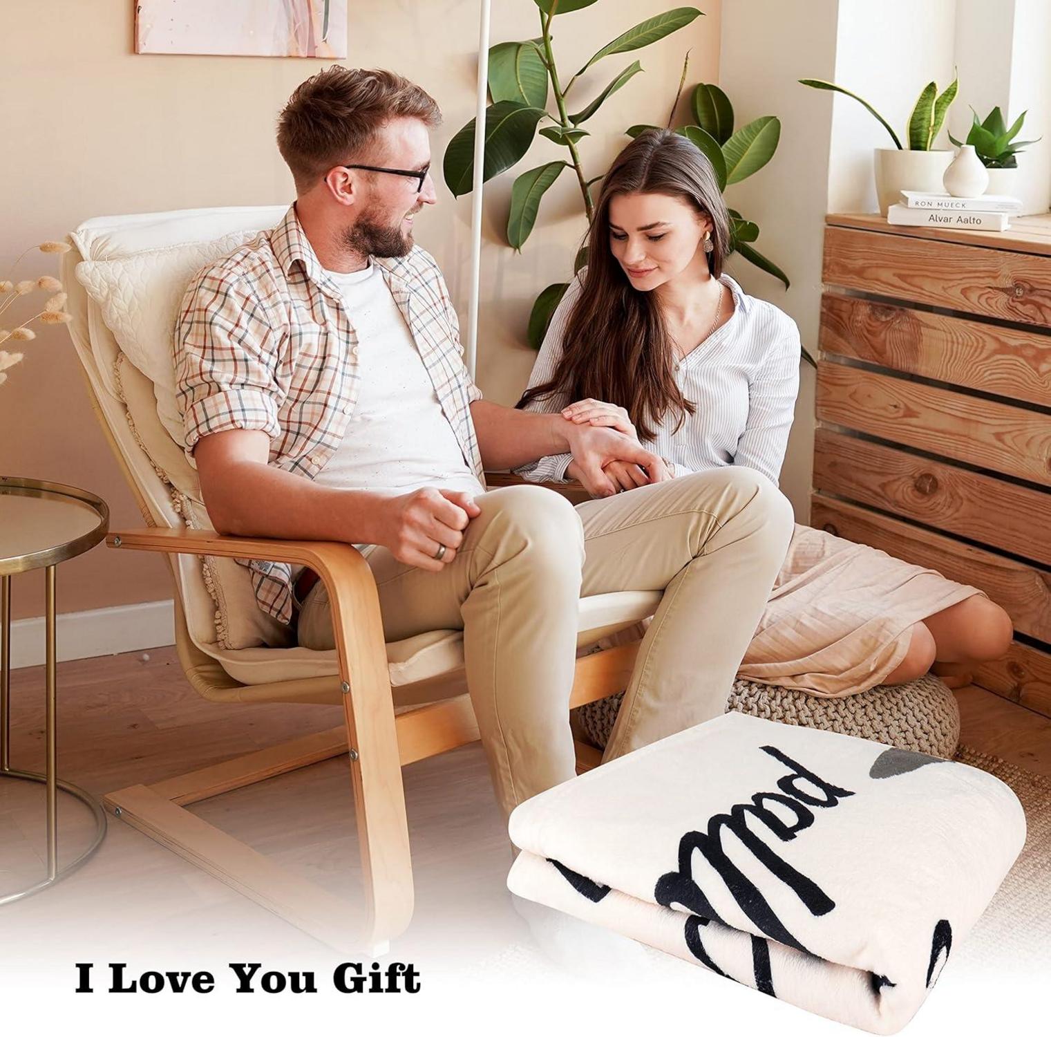 Kuscheldecke Ich Liebe Dich Geschenke für Manner Pärchen Partner Beige