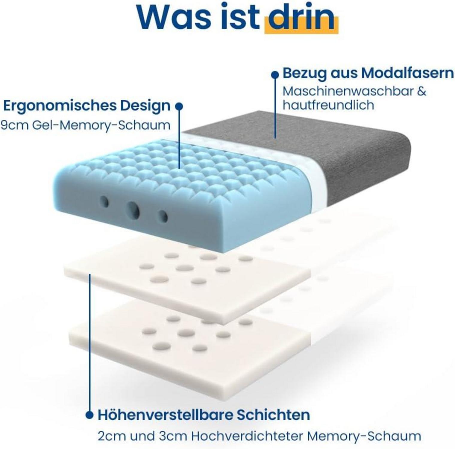 Höhenverstellbares Memory Foam Nackenstützkissen Orthopädisch
