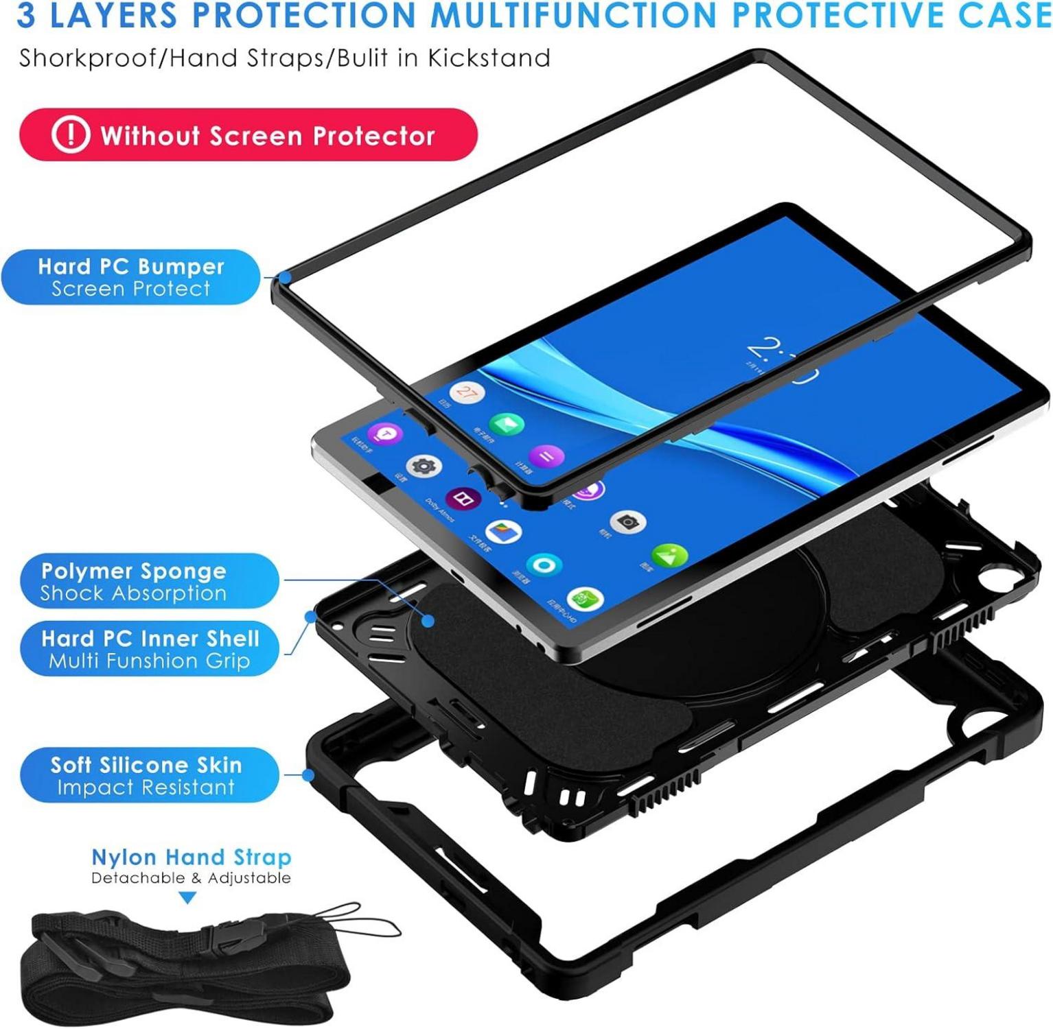 KATUMO Hülle für Lenovo Tab M10 3rd Gen 10,1 Zoll 2022 TB328 Stoßfeste Tragbare Cover Case mit Schultergurt