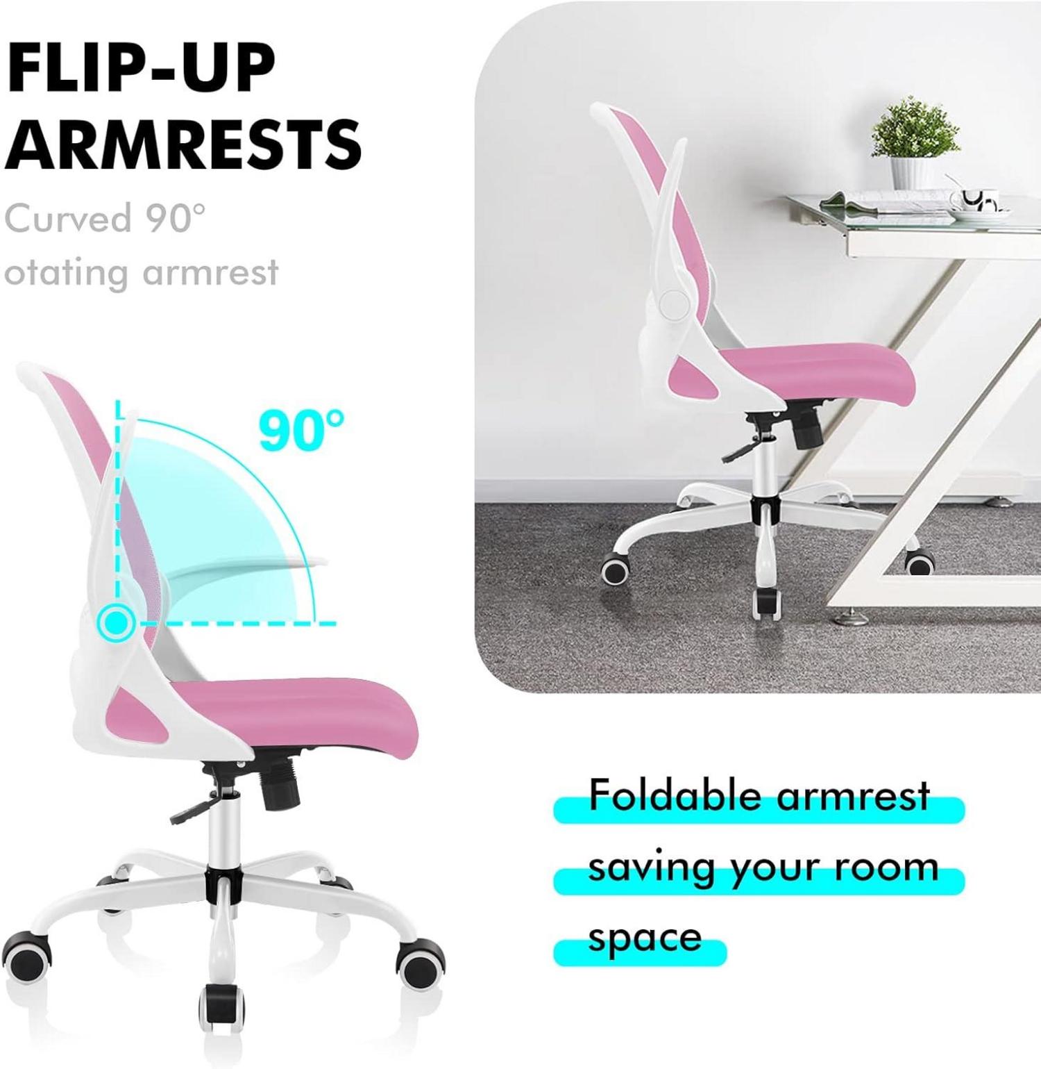 Ergonomischer Mesh Bürostuhl mit klappbaren Armlehnen 360° Drehstuhl