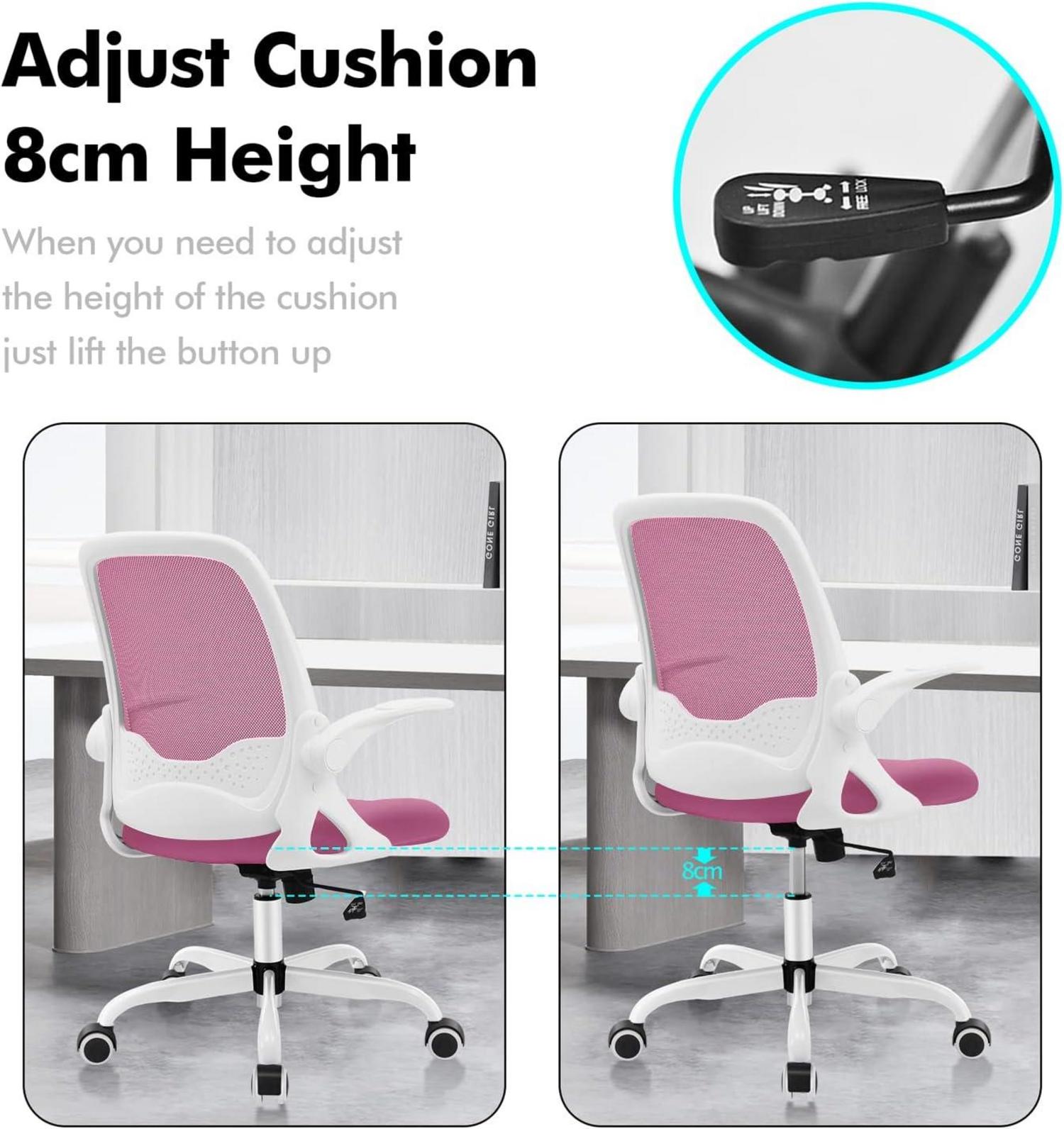 Ergonomischer Bürostuhl mit klappbaren Armlehnen, Mesh, Schwarz