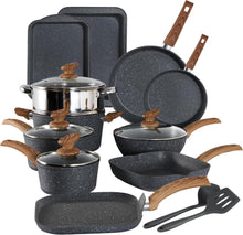 Induktions Kochgeschirr Set 17-teilig Antihaft Granit Schwarz