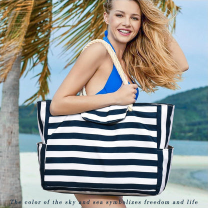 Wasserdichte Strandtasche mit Reißverschluss und Nasstasche XXL